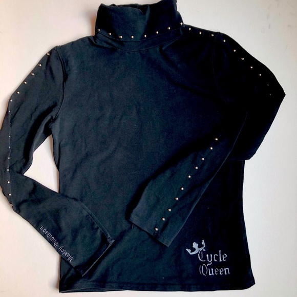 Harley-Davidson Tops - Harley Davidson Turtleneck Top Cycle Queen Studded Embroidered